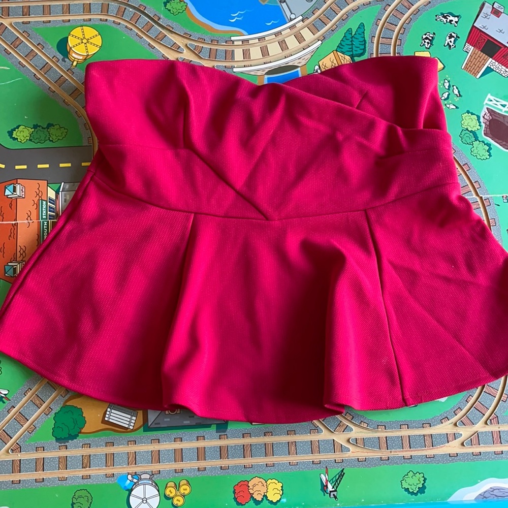 Red strapless peplum top - NWOT